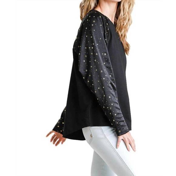 NEW UMGEE star layered mesh sleeve top in black - Picture 2 of 3